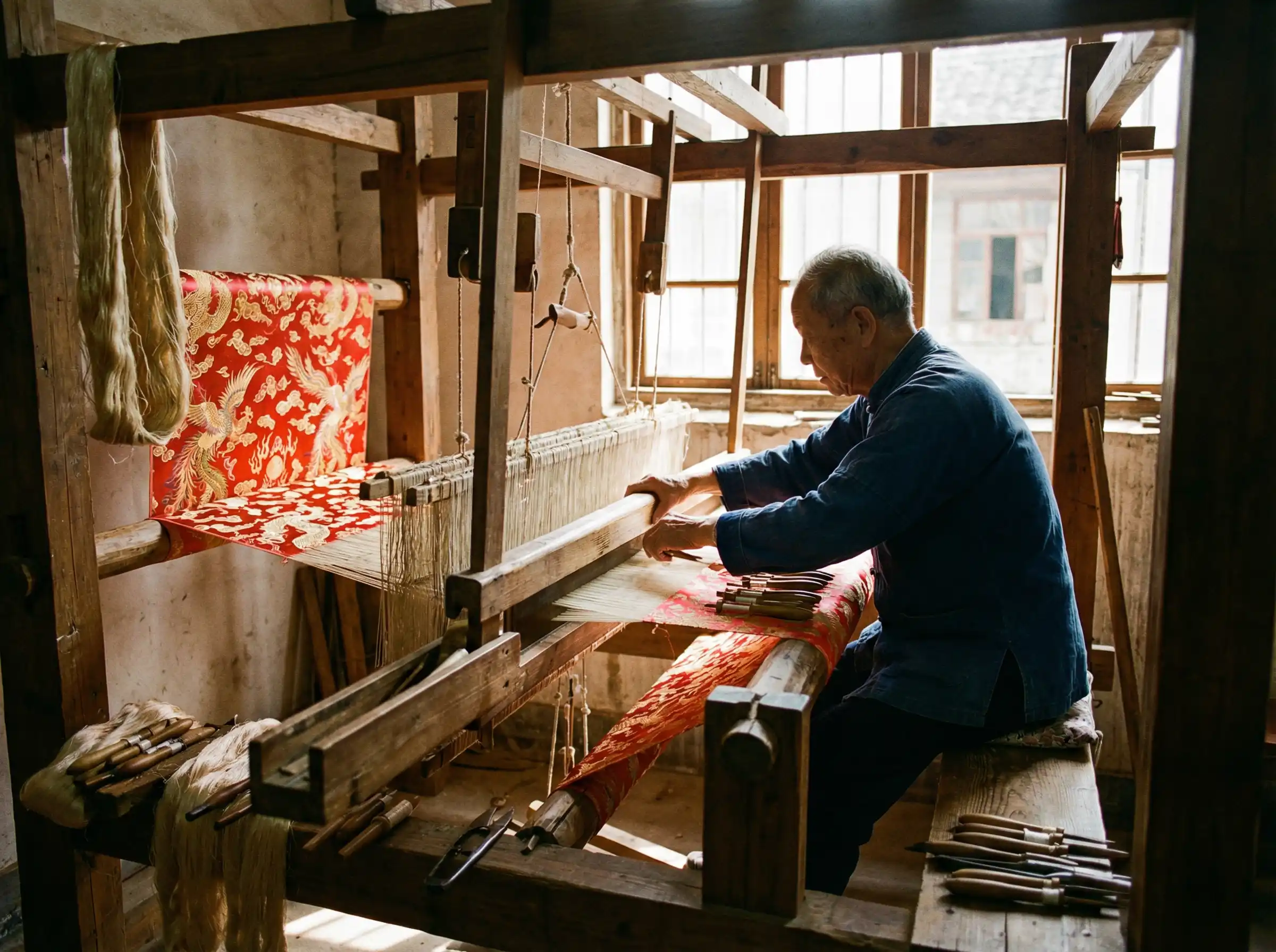 国产自拍 丝绸织造非遗技艺展示